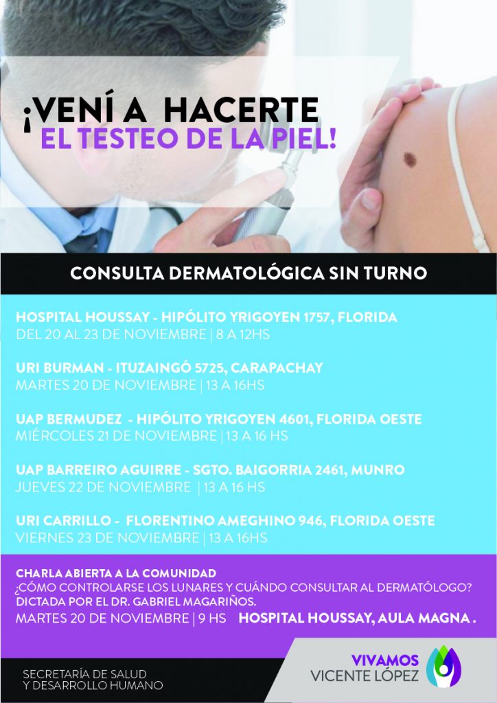 Controles dermatológicos gratuitos en Vicente López