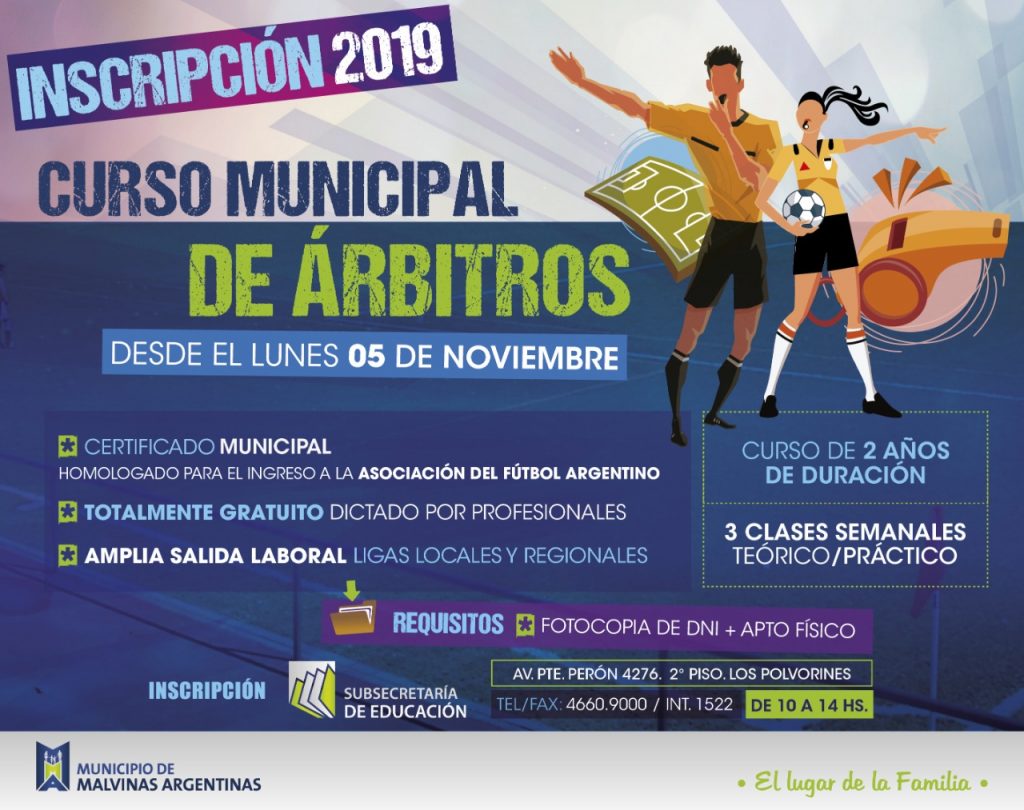 Curso municipal de árbitros en Malvinas Argentinas