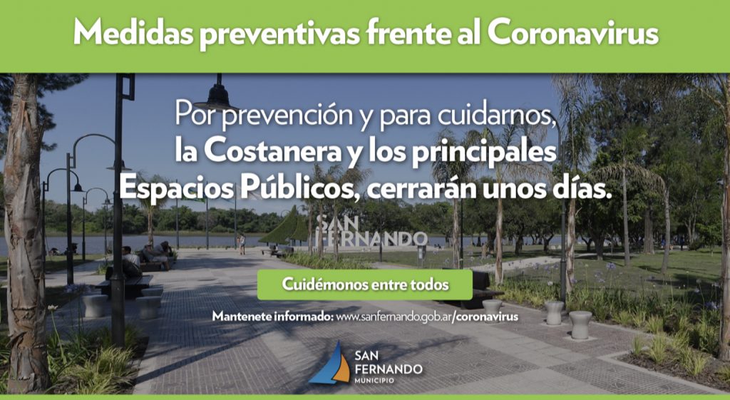 San Fernando cerrarán los principales espacios públicos