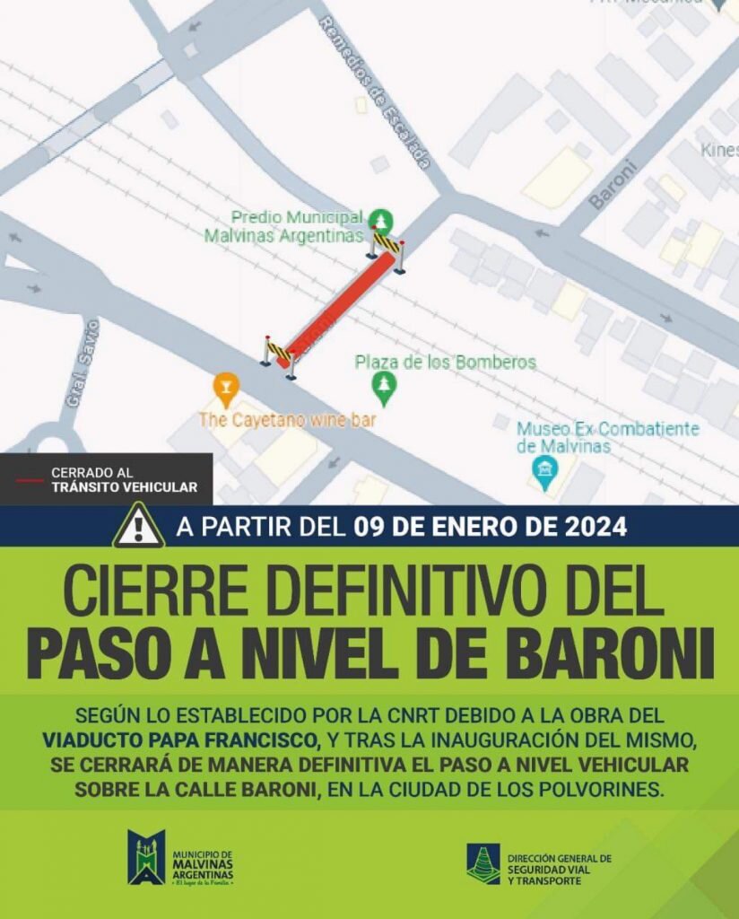 Se cerrará definitivamente un paso a nivel en Los Polvorines
