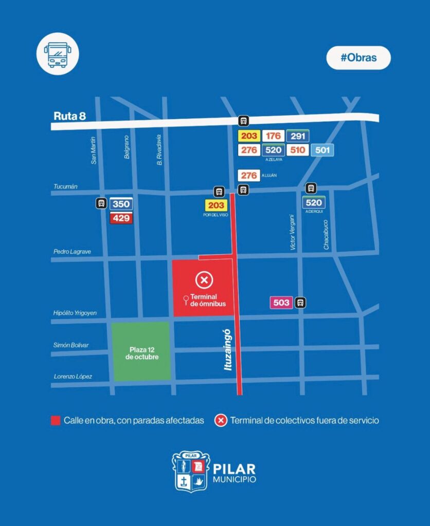Sigue avanzando la obra hidráulica de Pilar centro y se colocaron paradas provisorias