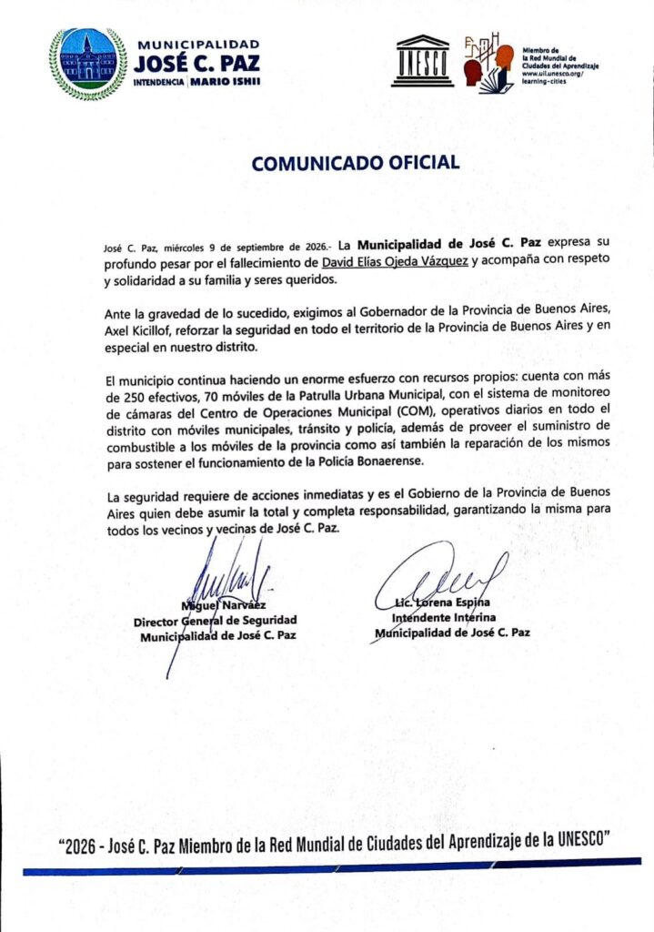 José C Paz le exige a la provincia más seguridad