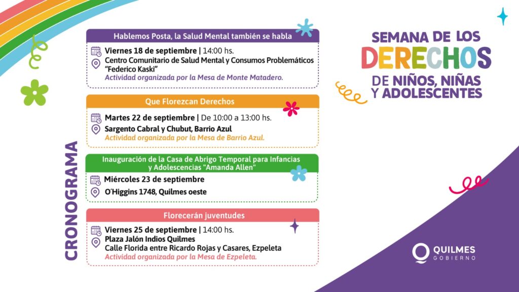 SE ANUNCIA EL CRONOGRAMA DE ACTIVIDADES POR LA SEMANA DE LOS DERECHOS DE LOS NIÑOS, NIÑAS Y ADOLESCENTES