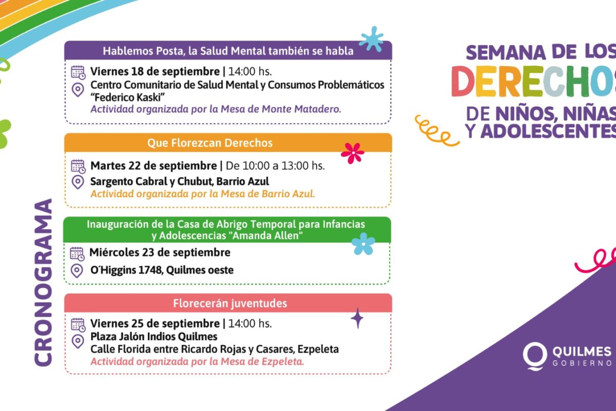 SE ANUNCIA EL CRONOGRAMA DE ACTIVIDADES POR LA SEMANA DE LOS DERECHOS DE LOS NIÑOS, NIÑAS Y ADOLESCENTES