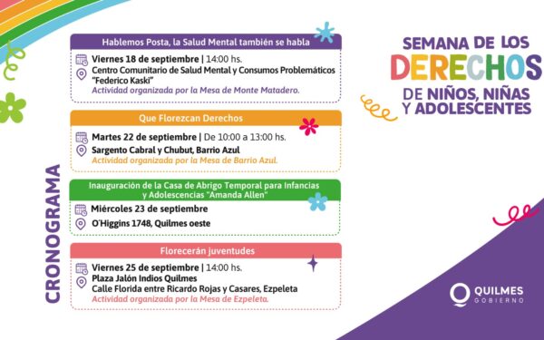 SE ANUNCIA EL CRONOGRAMA DE ACTIVIDADES POR LA SEMANA DE LOS DERECHOS DE LOS NIÑOS, NIÑAS Y ADOLESCENTES